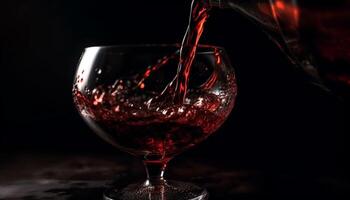 Luxus Whiskey Gießen in Trinken Glas, planschen mit Eleganz generiert durch ai foto