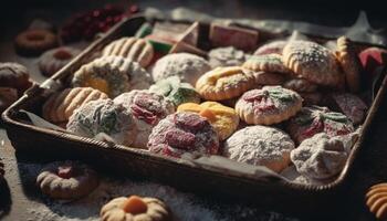 hausgemacht rustikal gebacken Waren Kekse, Shortbread, Muffins, und Gebäck generiert durch ai foto