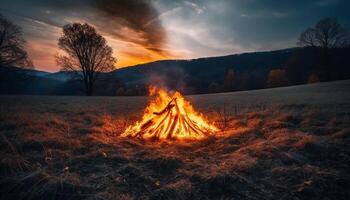 Berg Angebot in Flammen, Inferno von Achtung, Umwelt Beschädigung im Hölle generiert durch ai foto