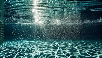 Schwimmen unten das hell Türkis Wasser, ein Spaß Sommer- Aktivität generiert durch ai foto