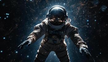 einer Person, Astronaut, suchen beim Kamera, Raum Anzug, Abenteuer generiert durch ai foto