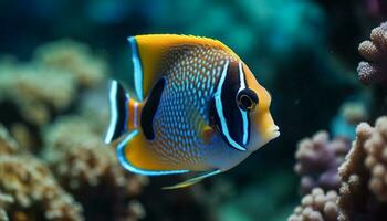 bunt Clown Fisch Schwimmen im natürlich Riff Schönheit unter Wasser generiert durch ai foto