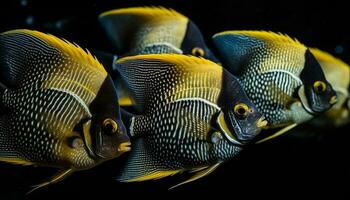 bunt Schule von Clown Fisch schwimmen im schön Koralle Riff generiert durch ai foto