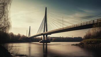 lange Brücke und Stadtbild Szene generiert durch ai foto