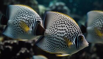 bunt Clown Fisch schwimmen im beschwingt Riff, natürlich Schönheit unter Wasser generiert durch ai foto