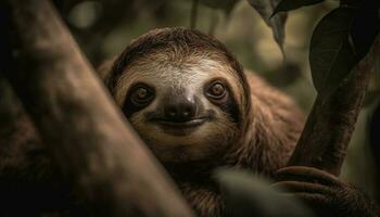 Ring beschattet Lemur suchen beim Kamera im tropisch Regenwald beim Nacht generiert durch ai foto