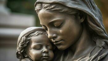 Mutter beten zum ihr Kind Neu Leben mit Gott Liebe generiert durch ai foto