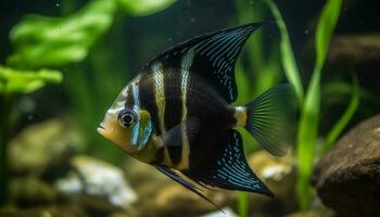 bunt Clown Fisch Schwimmen im tropisch Riff, natürlich Schönheit gefangen generiert durch ai foto