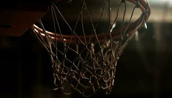 Zusammenarbeit und Fertigkeit führen zu Erfolg im wettbewerbsfähig Basketball Spiele generiert durch ai foto