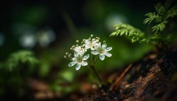 frisch Gelb Gänseblümchen im Sanft Fokus, umgeben durch natürlich Schönheit generiert durch ai foto