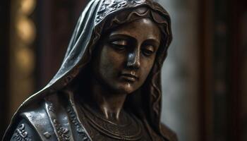 beten zu Gott, ein Statue symbolisiert Christentum und Spiritualität generiert durch ai foto