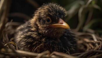 süß Gelb schlüpfen späht aus von Tier Nest im Natur generiert durch ai foto