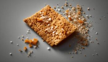 gesund Mandel Snack, gebacken mit organisch Sesam Samen und Honig generiert durch ai foto