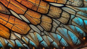beschwingt Schmetterling Flügel, multi farbig Tier Markierungen, transparent Schönheit im Natur generiert durch ai foto