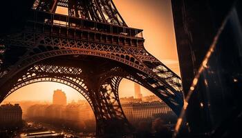 Pariser Horizont beim Dämmerung, ein majestätisch Symbol von Französisch Romantik generiert durch ai foto