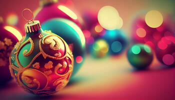 ein glänzend Gold Weihnachten Ornament glühend hell generiert durch ai foto