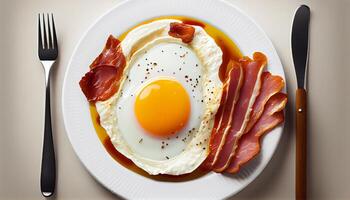 Frische auf Teller Gourmet Schweinefleisch mit Speck generiert durch ai foto