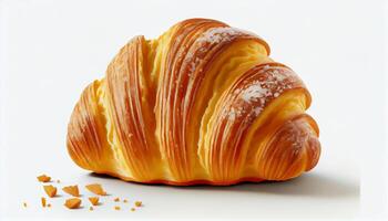 frisch Croissant auf Weiß Hintergrund Spiral- gebacken Perfektion generiert durch ai foto