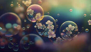 Natur unter Wasser Kreis ein vergrößert Bakterium schließen oben generiert durch ai foto