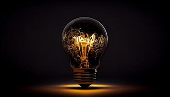 glühend Glühfaden Zünden Kreativität elektrisch Lampe Innovation generiert durch ai foto