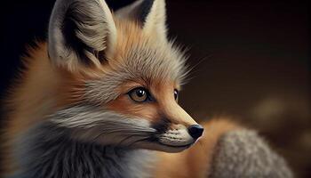 süß rot Fuchs sieht aus warnen im Natur generiert durch ai foto