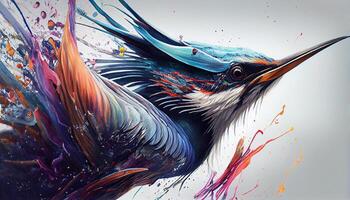 abstrakt Kolibri Illustration im beschwingt multi Farben generiert durch ai foto