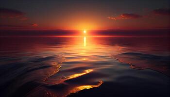 Sonnenuntergang Über Wasser, still Szene, beschwingt Farben generiert durch ai foto