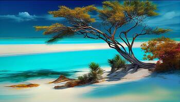 Natur Schönheit Baum Landschaft Blau Himmel Wasser ,generativ ai foto