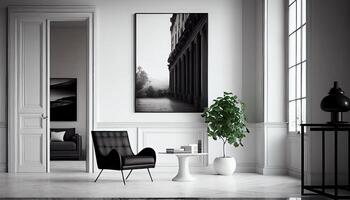 modern Wohnung mit elegant Dekor komfortabel Möbel und Pflanzen ,generativ ai foto