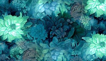 Grün Blumen Garten Muster Hintergrund ,generativ ai foto