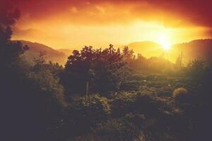 Berge Sonnenuntergang Landschaft foto