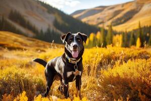 Hund im echt Leben, glücklich Moment mit Haustier ai generativ foto
