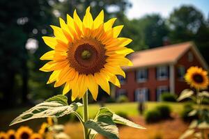 Porträt Sonnenblume auf das Garten ai generativ foto