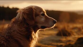 golden Retriever Hündchen spielen im das Gras generiert durch ai foto