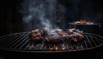 verkohlen gegrillt Rindfleisch Filet, bereit zu Essen generiert durch ai foto