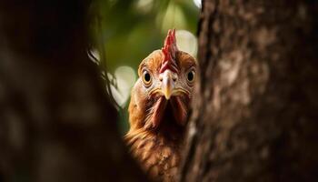 kostenlos Angebot Hahn Umfragen ländlich Szene, krähen stolz generiert durch ai foto