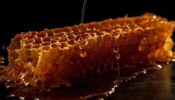 Süss Bienenwabe Muster, Natur gesund golden Erfrischung generiert durch ai foto