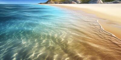 atemberaubend schön Meer Landschaft Strand mit Türkis Wasser. schön Sand Strand mit Türkis Wasser. Reise Konzept. generativ ai foto