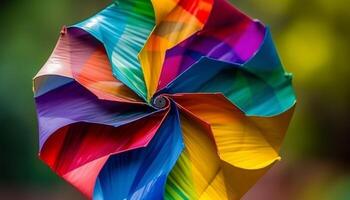 beschwingt Farben Spinnen im abstrakt Natur Rad generiert durch ai foto