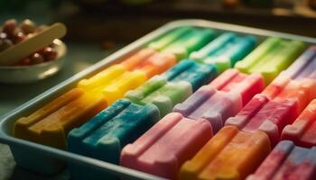 Eis Sahne und Süßigkeiten Genuss generiert durch ai foto