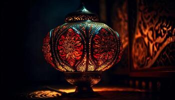 Antiquität Laterne leuchtet aufwendig Charme, Türkisch Eleganz generiert durch ai foto