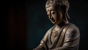 uralt Figur verkörpert Chinesisch Kultur friedlich Weisheit generiert durch ai foto