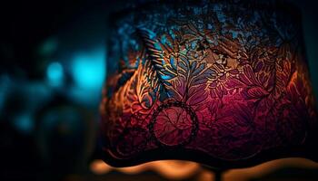 glühend fraktal Formen beleuchtet im beschwingt Farben generiert durch ai foto