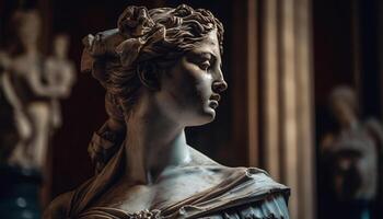 Marmor Skulptur von beten Frau im klassisch Stil generiert durch ai foto