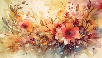Aquarell gemalt Blume Strauß feiert beschwingt Frühling Eleganz generiert durch ai foto