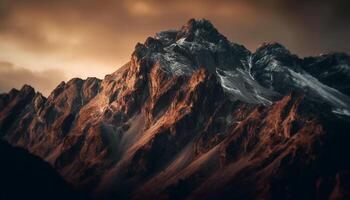 majestätisch Berg Gipfel beim Dämmerung, Nein Menschen generiert durch ai foto