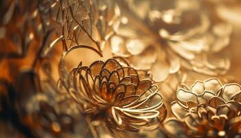 golden Blütenblätter Rahmen ein Single alt Blume generiert durch ai foto
