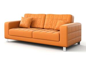 Lager foto von 3d modern Sofa auf ein Weiß Hintergrund generativ ai