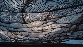 futuristisch Spinne Netz im modern die Architektur Design generiert durch ai foto