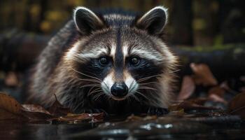 rot Fuchs suchen, warnen im Winter Wald generiert durch ai foto